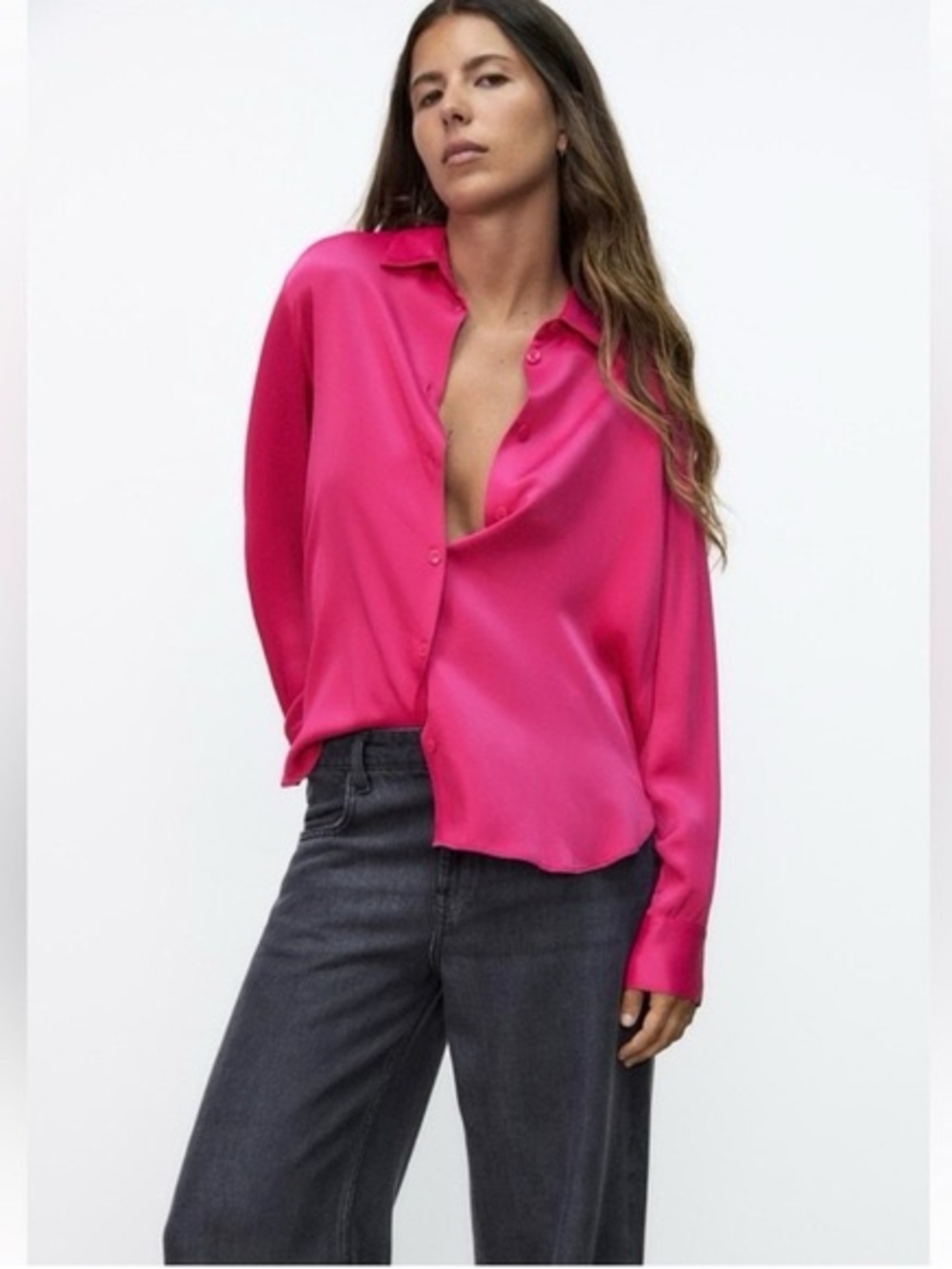 Zara Hot Pink Button-Down Shirt